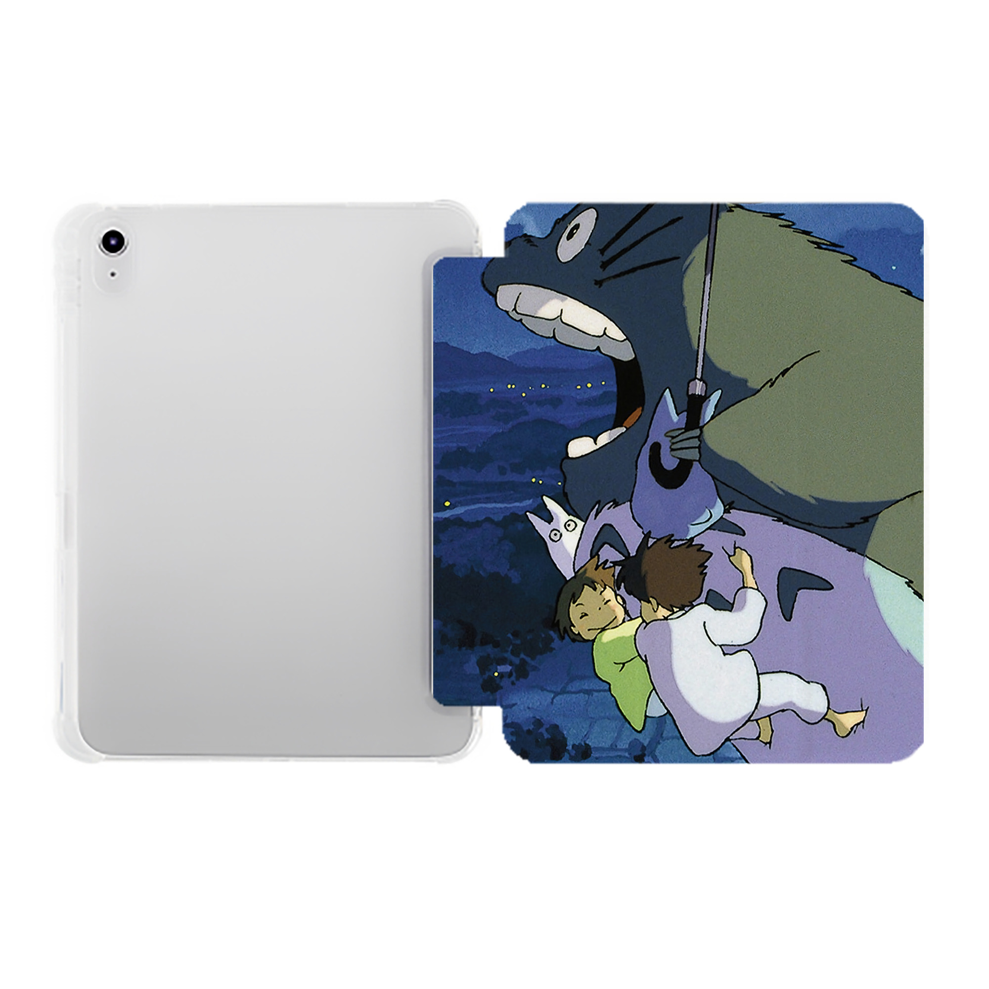 （画像用） となりのトトロ 草壁メイ 草壁サツキ My Neighbor Totoro Satsuki Kusakabe Mei Kusakabe IPad ケース ペン収納付き 三つ折りスタンド PUレザー×シリコン 対応機種9.5/10.5/10.9インチ